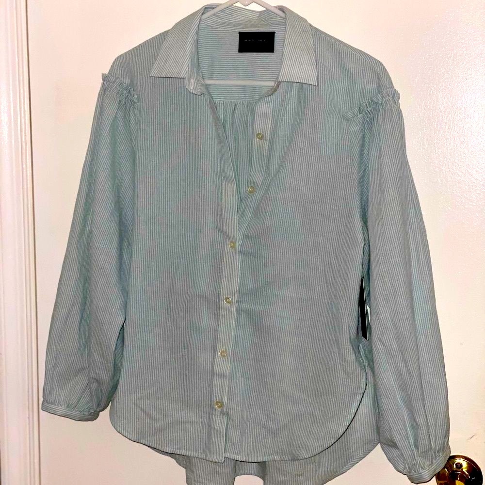 Romeo and Juliet Couture Pin-Stripe Lightweight Cotton Blouse
